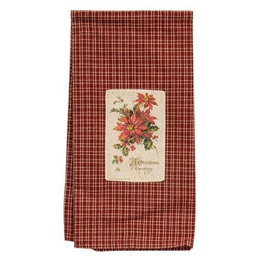A Christmas Greeting Poinsettia Dish Towel - The Fox Decor